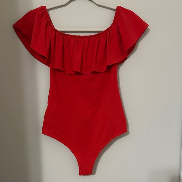 J. Crew Vibrant Red Ruffle Top - Picture 3 of 3